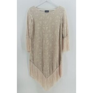 NWT Step In Style Dress Cream Beige Sz S Crochet Tunic Dress Boho AB12